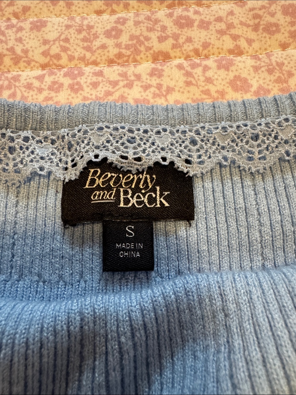 PacSun Blue Ribbed Knit Cami with Ruffle Hem - Picture 2 of 5